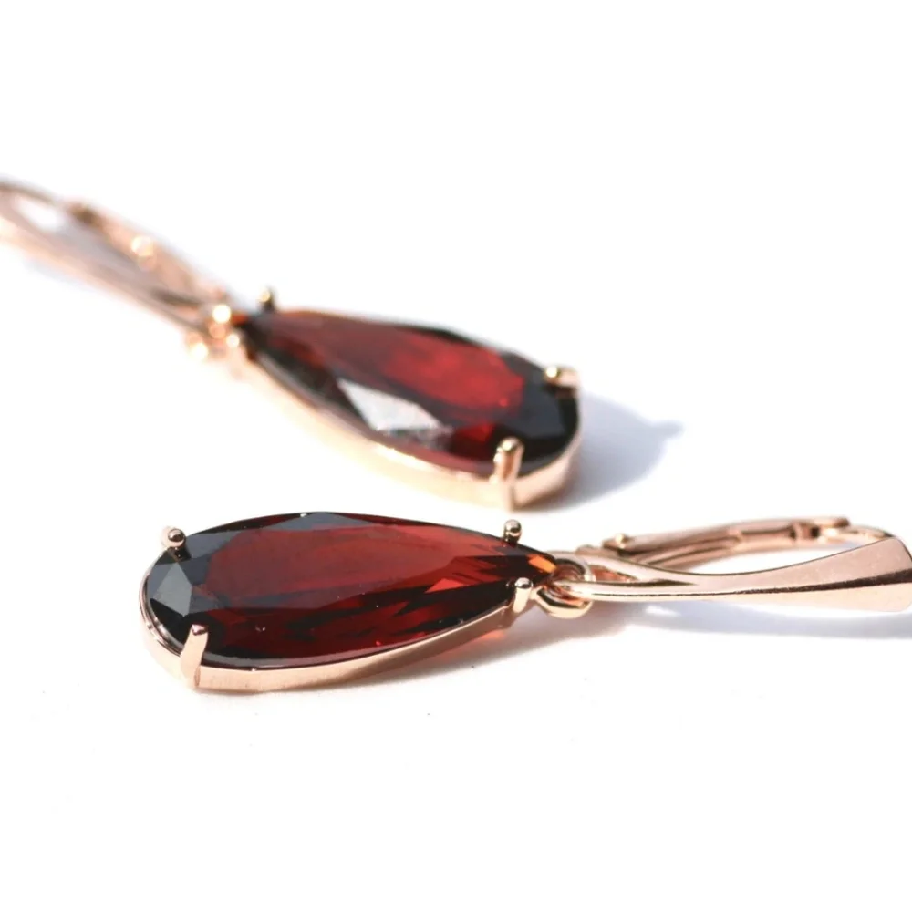 Sold❌️New Red Garnet Earrings 18k Rose Gold Vermeil , January Birthstone - Picture 12 of 12